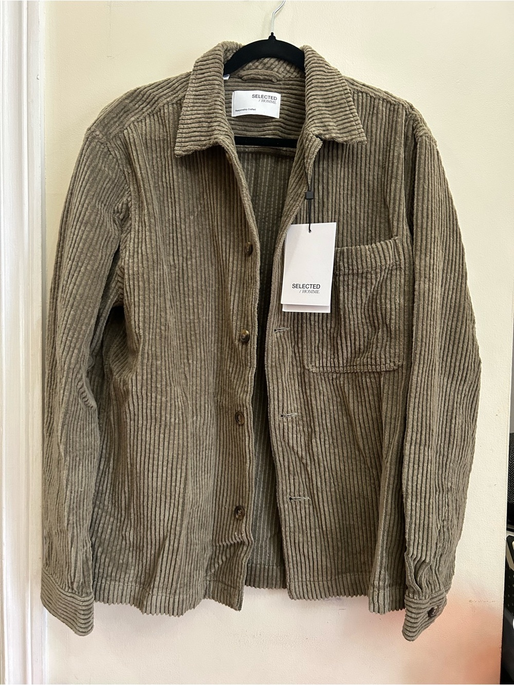 SELECTED Homme Men's Corduroy Shirt Jacket - Olive Brown